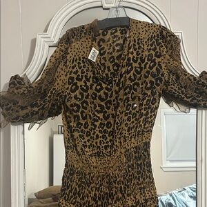 SHEIN Animal Print Dress with Ruffle Detail